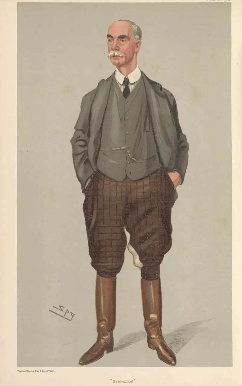 Turf Devotees; ‘Newmarket’, Mr. Charles Day Rose, June 30, 1904 av Leslie Matthew Ward