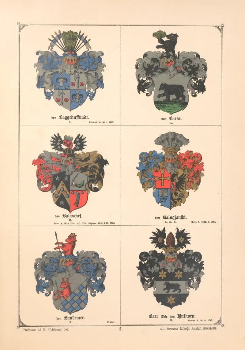 Baltisches Wappenbuch Pl.005 av Adolf Matthias Hildebrandt