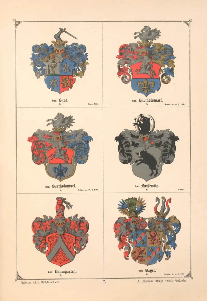 Baltisches Wappenbuch Pl.007 av Adolf Matthias Hildebrandt