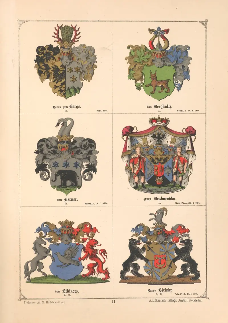 Baltisches Wappenbuch Pl.010 av Adolf Matthias Hildebrandt