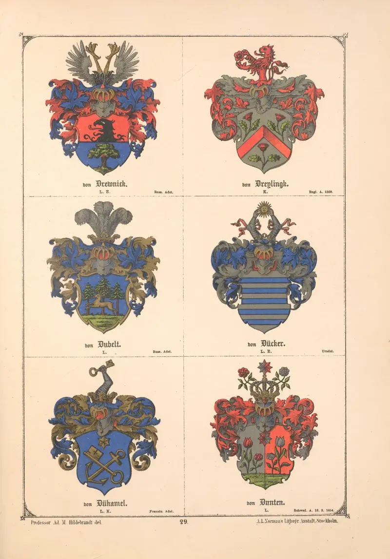 Baltisches Wappenbuch Pl.024 av Adolf Matthias Hildebrandt