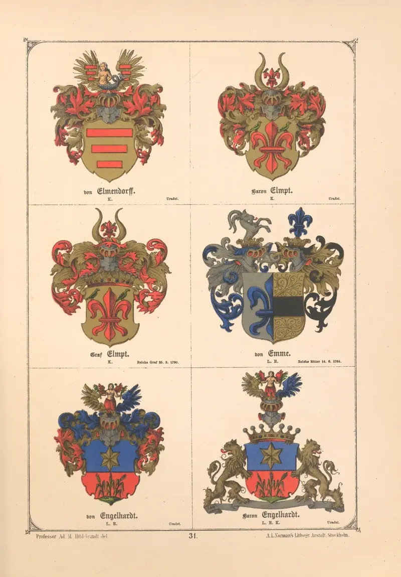Baltisches Wappenbuch Pl.026 av Adolf Matthias Hildebrandt