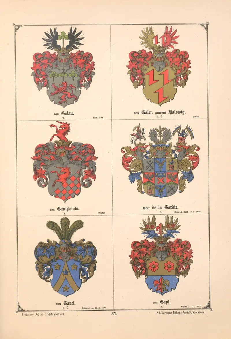Baltisches Wappenbuch Pl.031 av Adolf Matthias Hildebrandt