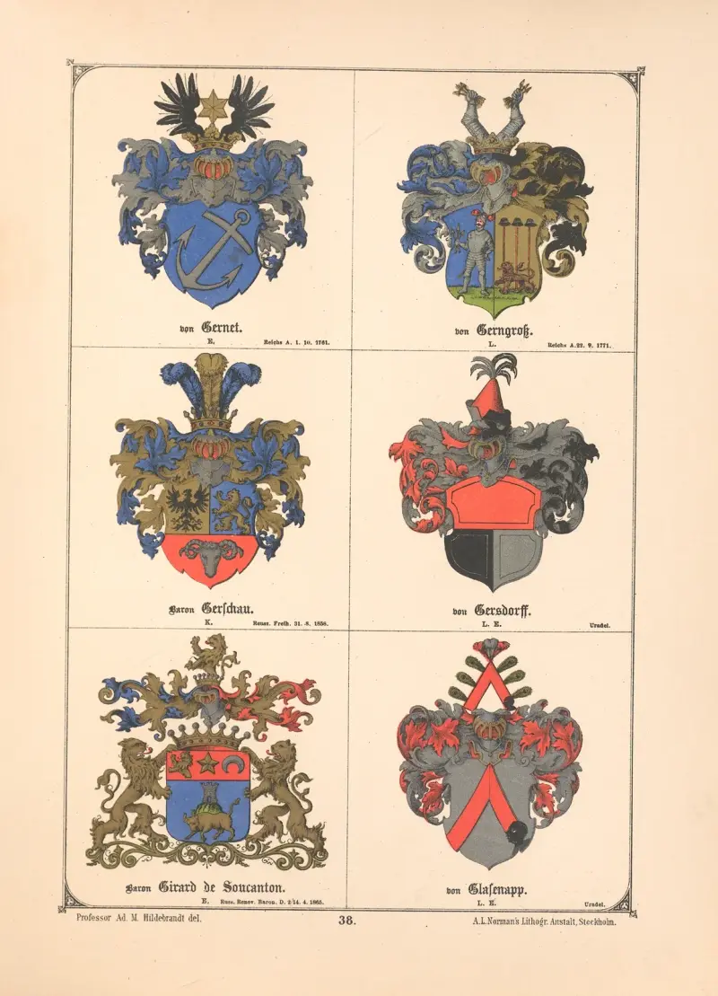 Baltisches Wappenbuch Pl.032 av Adolf Matthias Hildebrandt