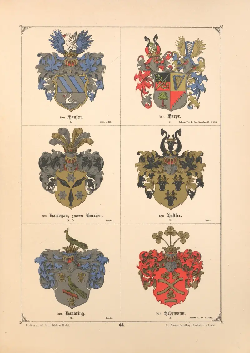 Baltisches Wappenbuch Pl.037 av Adolf Matthias Hildebrandt