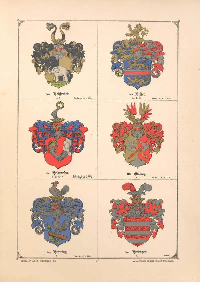 Baltisches Wappenbuch Pl.038 av Adolf Matthias Hildebrandt