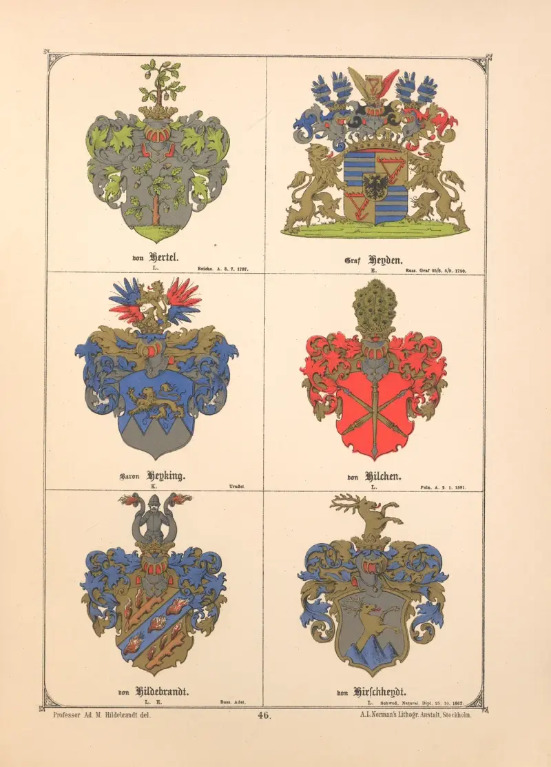 Baltisches Wappenbuch Pl.039 av Adolf Matthias Hildebrandt