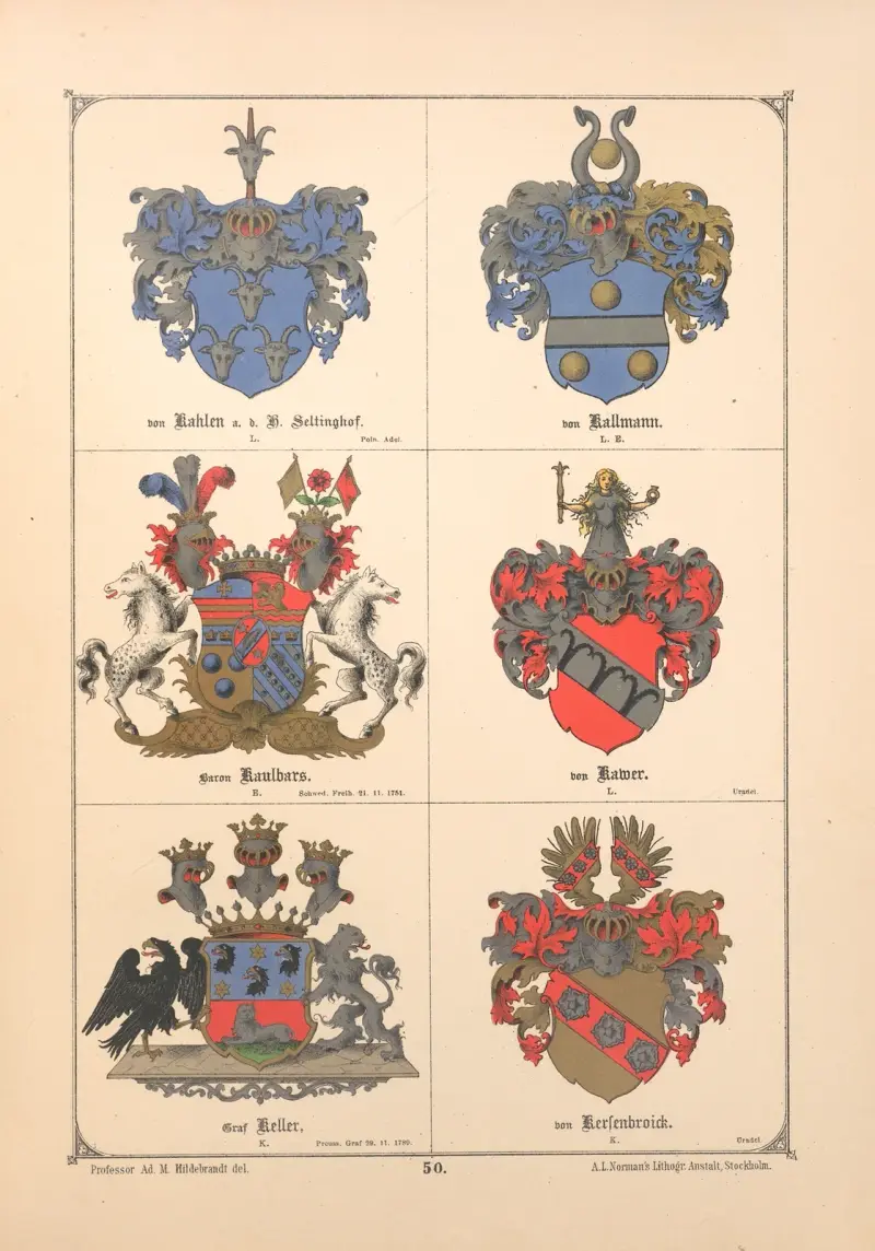 Baltisches Wappenbuch Pl.043 av Adolf Matthias Hildebrandt
