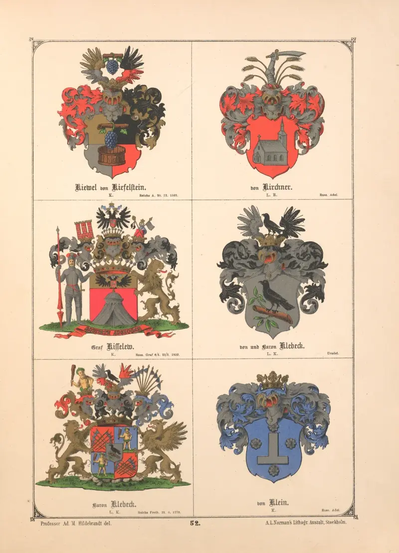 Baltisches Wappenbuch Pl.045 av Adolf Matthias Hildebrandt