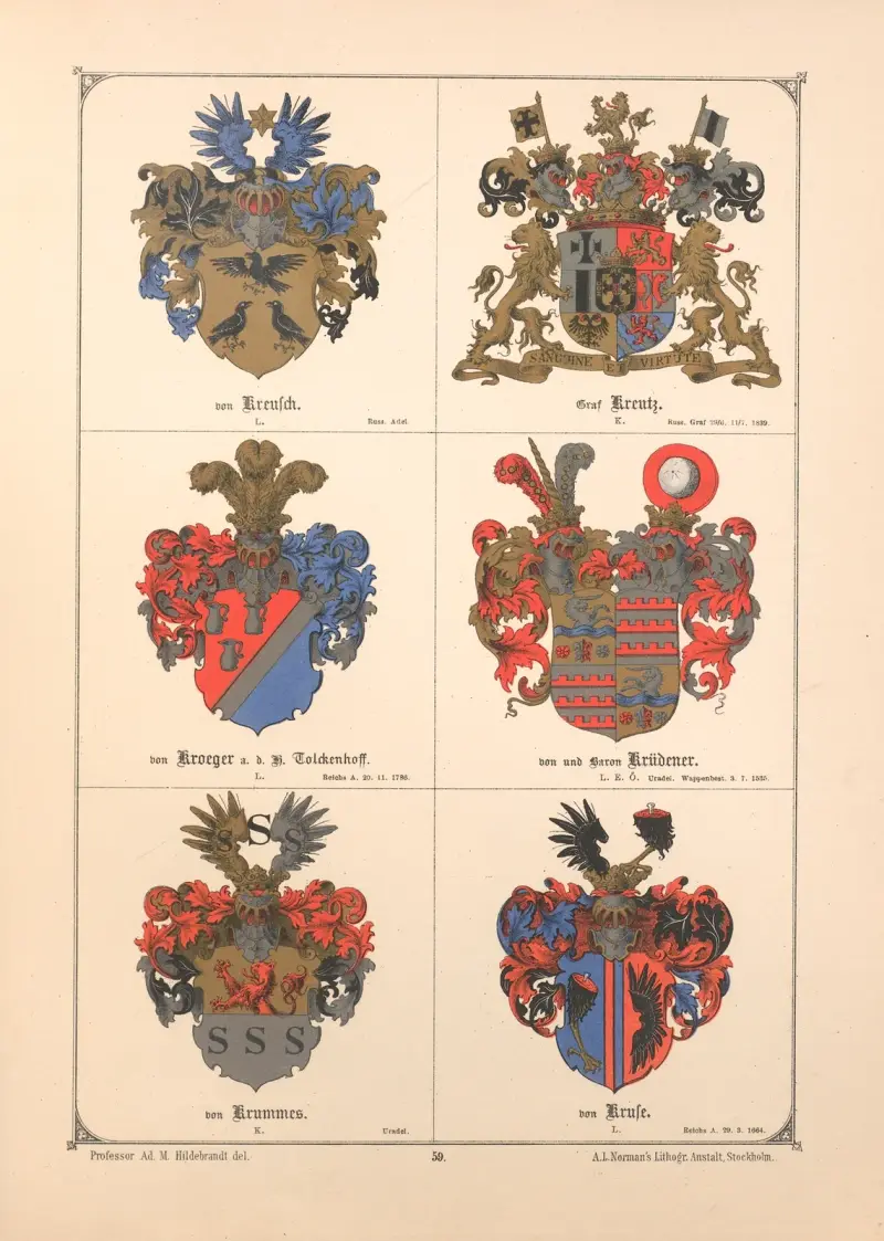 Baltisches Wappenbuch Pl. 051 von Adolf Matthias Hildebrandt