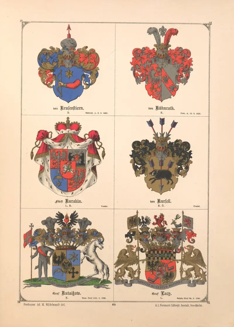 Baltisches Wappenbuch Pl.052 av Adolf Matthias Hildebrandt
