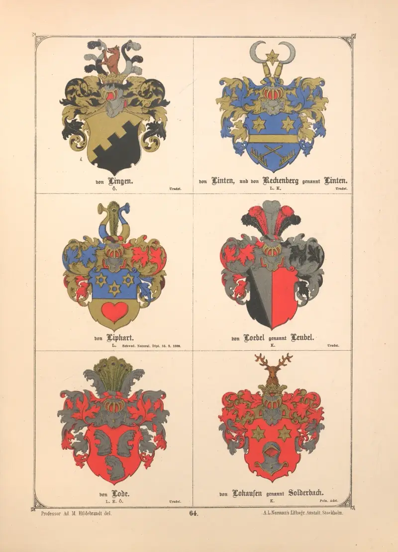 Baltisches Wappenbuch Pl.056 av Adolf Matthias Hildebrandt