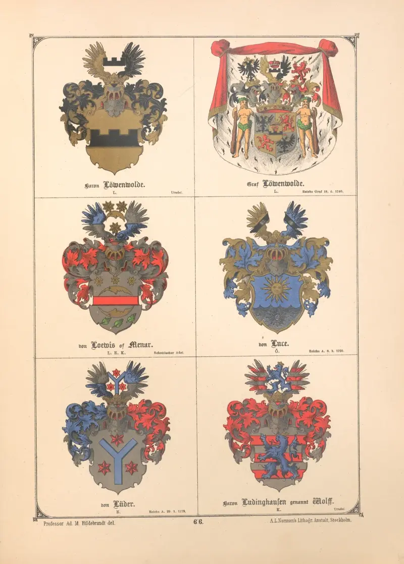 Baltisches Wappenbuch Pl.058 av Adolf Matthias Hildebrandt