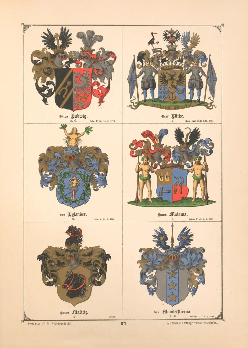 Baltisches Wappenbuch Pl.059 av Adolf Matthias Hildebrandt