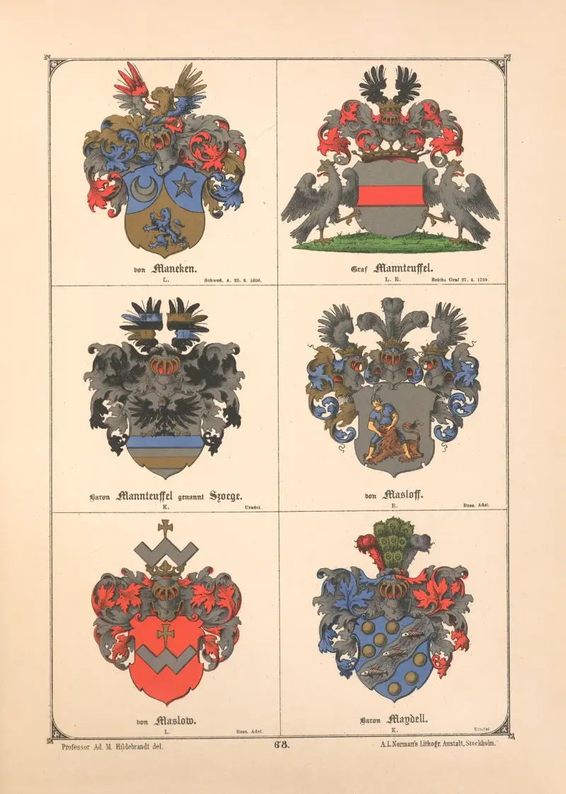 Baltisches Wappenbuch Pl.060 av Adolf Matthias Hildebrandt