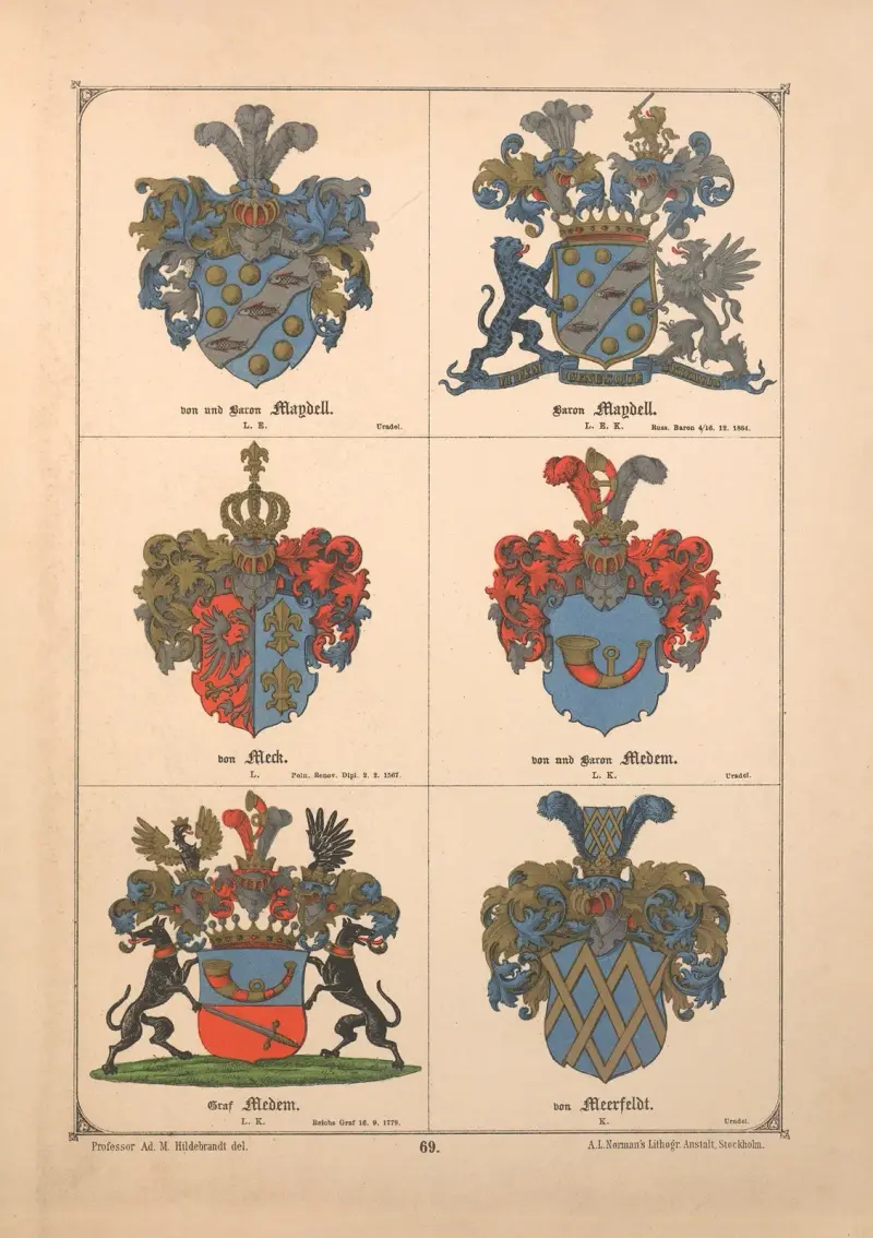 Baltisches Wappenbuch Pl.061 av Adolf Matthias Hildebrandt