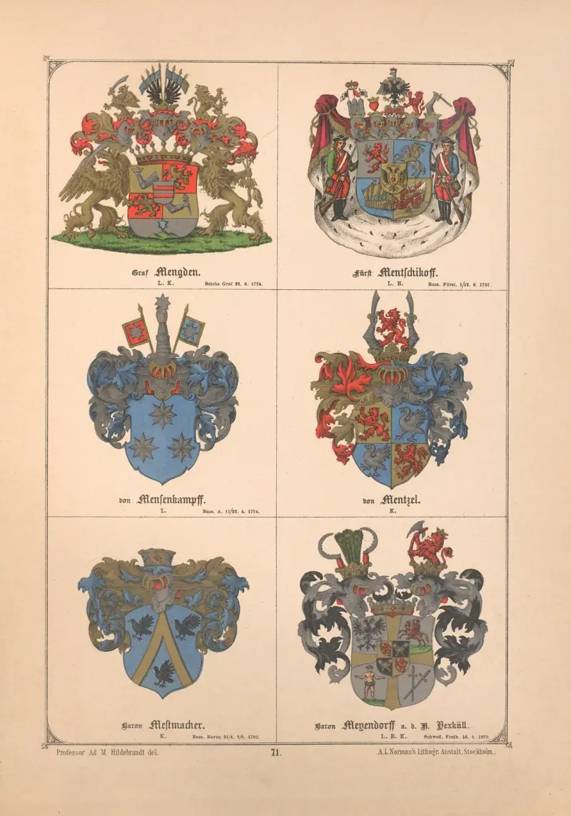 Baltisches Wappenbuch Pl.063 av Adolf Matthias Hildebrandt