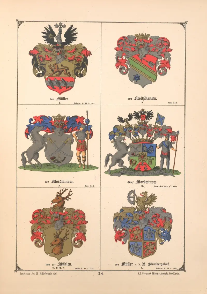 Baltisches Wappenbuch Pl.065 av Adolf Matthias Hildebrandt