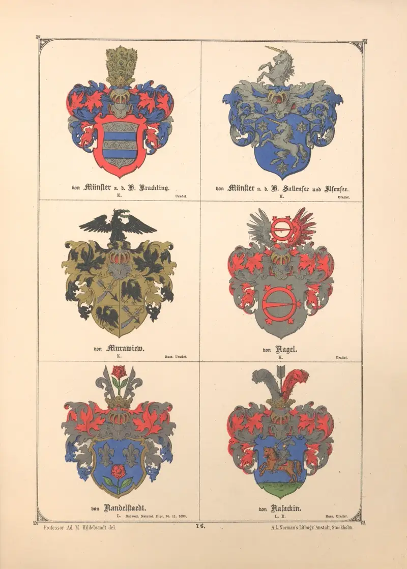 Baltisches Wappenbuch Pl.067 av Adolf Matthias Hildebrandt