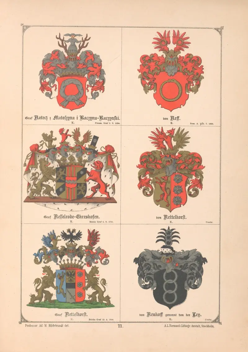 Baltisches Wappenbuch Pl.068 av Adolf Matthias Hildebrandt