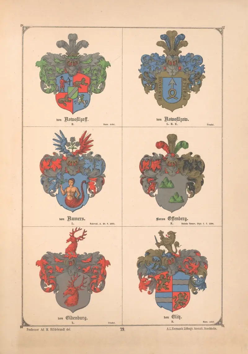 Baltisches Wappenbuch Pl.070 av Adolf Matthias Hildebrandt