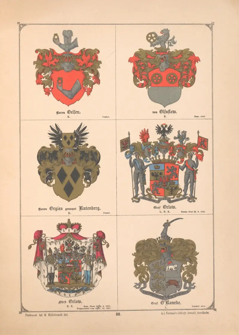 Baltisches Wappenbuch Pl.071 av Adolf Matthias Hildebrandt