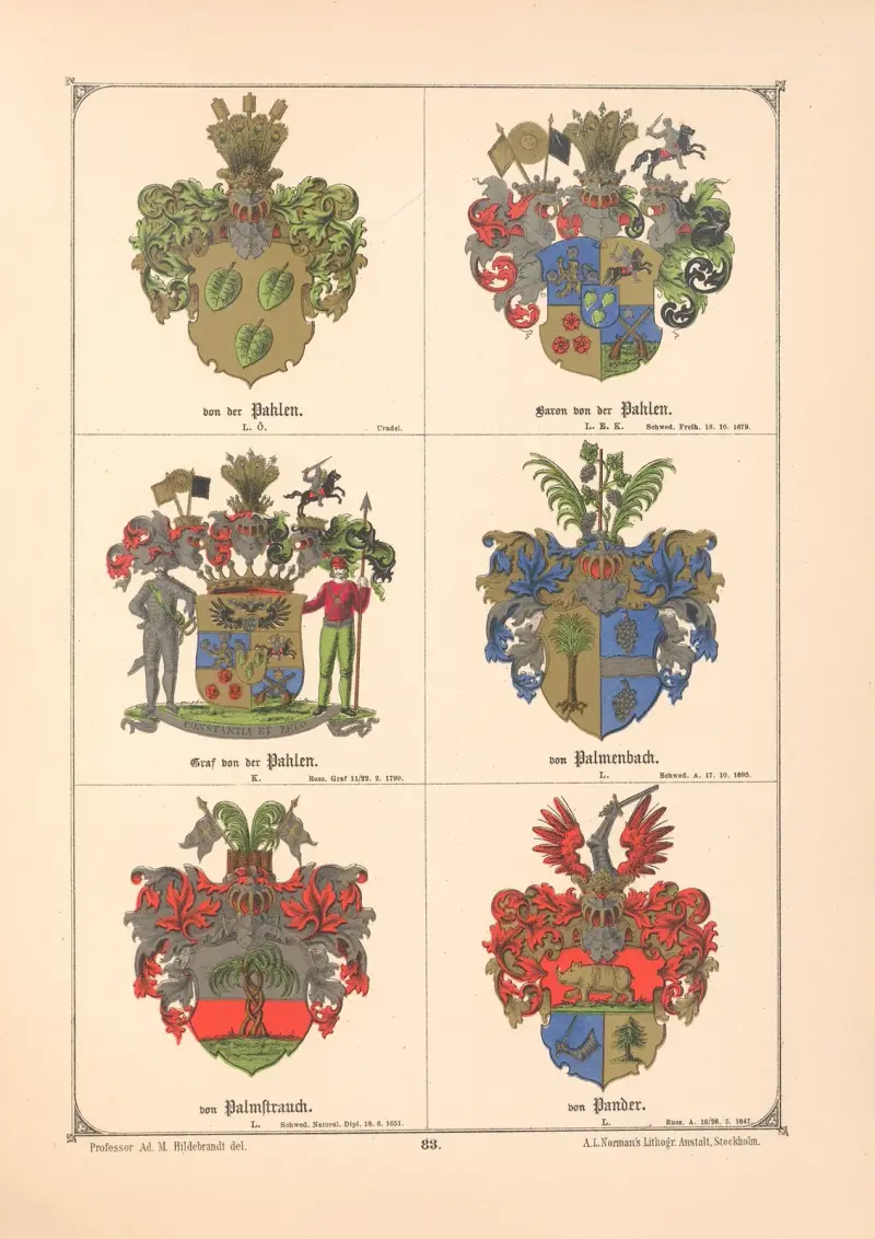 Baltisches Wappenbuch Pl.074 av Adolf Matthias Hildebrandt