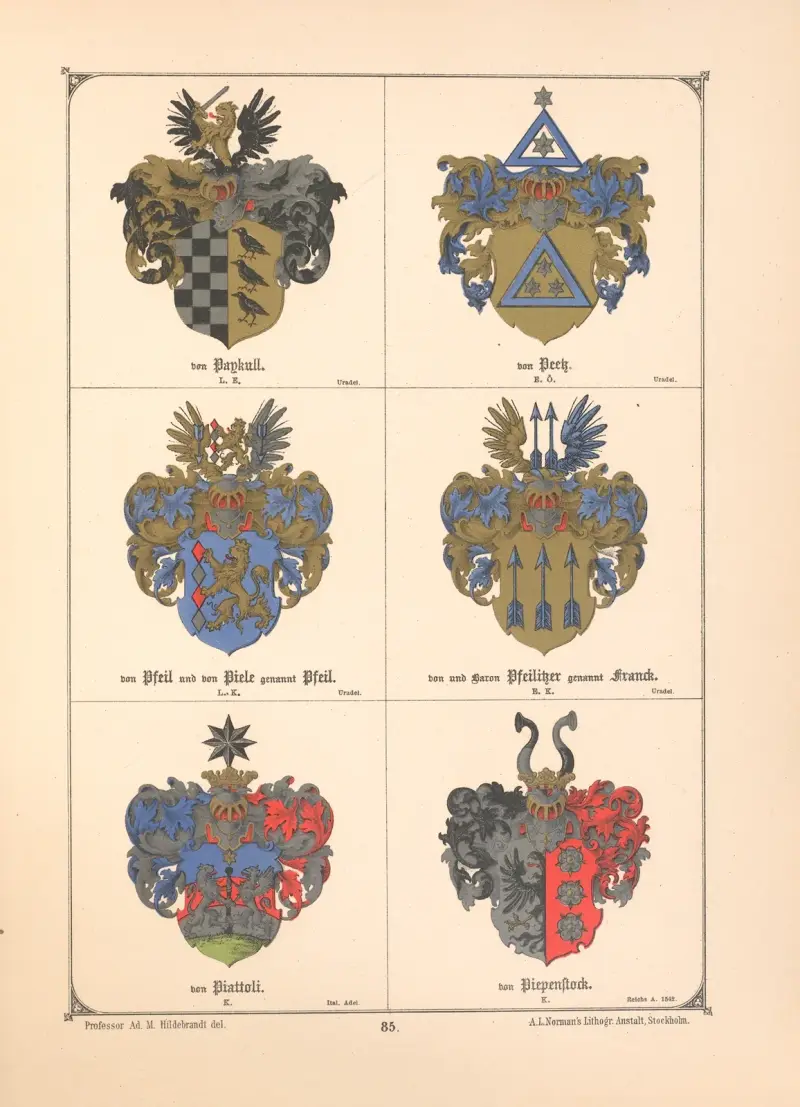 Baltisches Wappenbuch Pl.076 av Adolf Matthias Hildebrandt