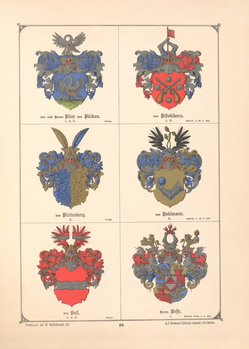 Baltisches Wappenbuch Pl.077 av Adolf Matthias Hildebrandt