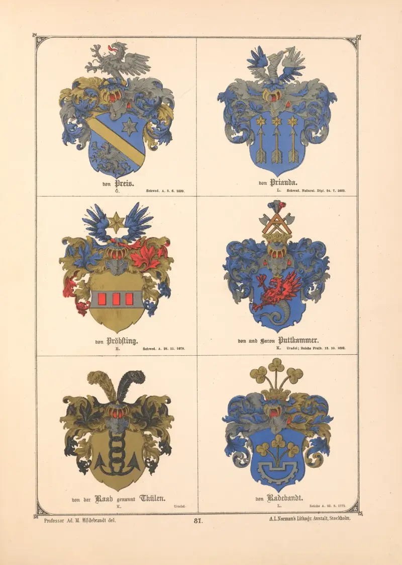 Baltisches Wappenbuch Pl.078 av Adolf Matthias Hildebrandt