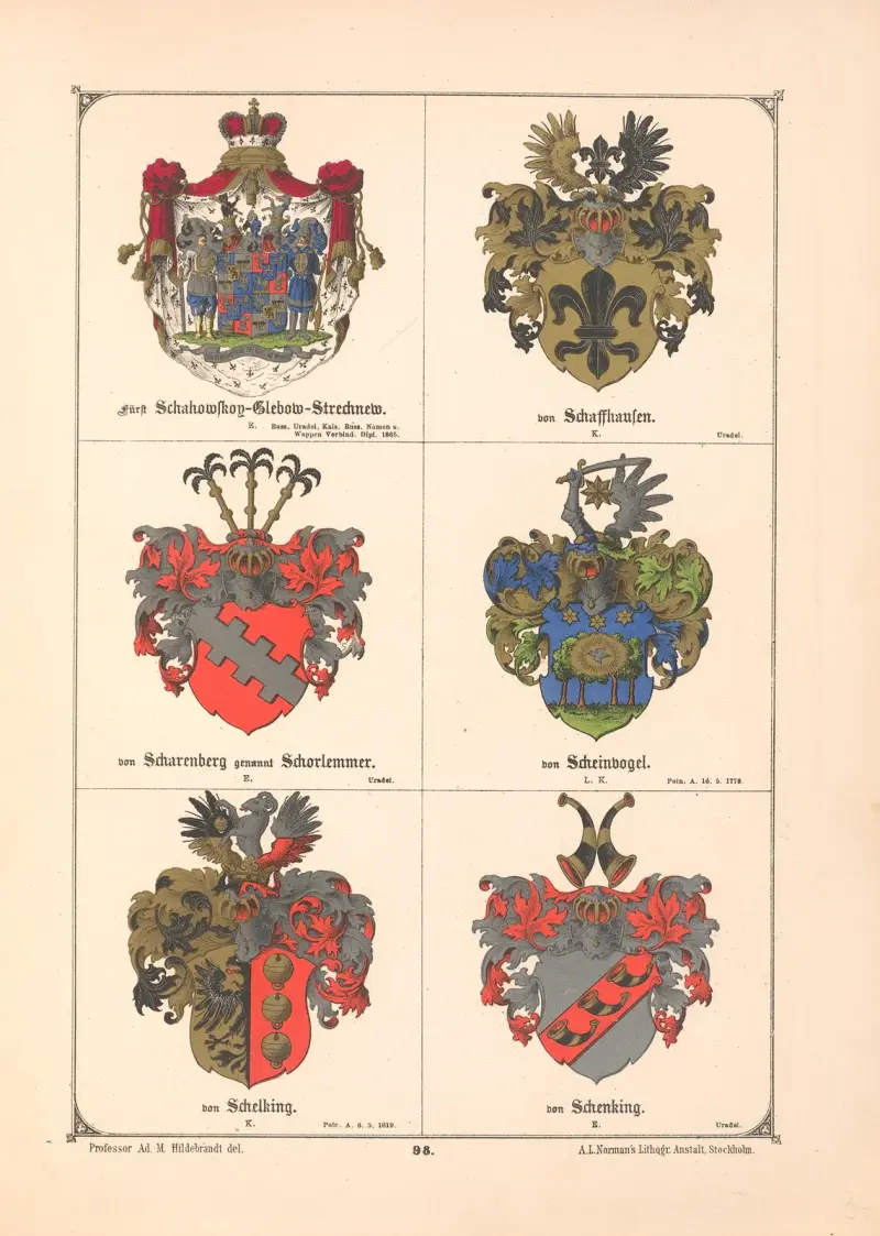 Baltisches Wappenbuch Pl.089 av Adolf Matthias Hildebrandt