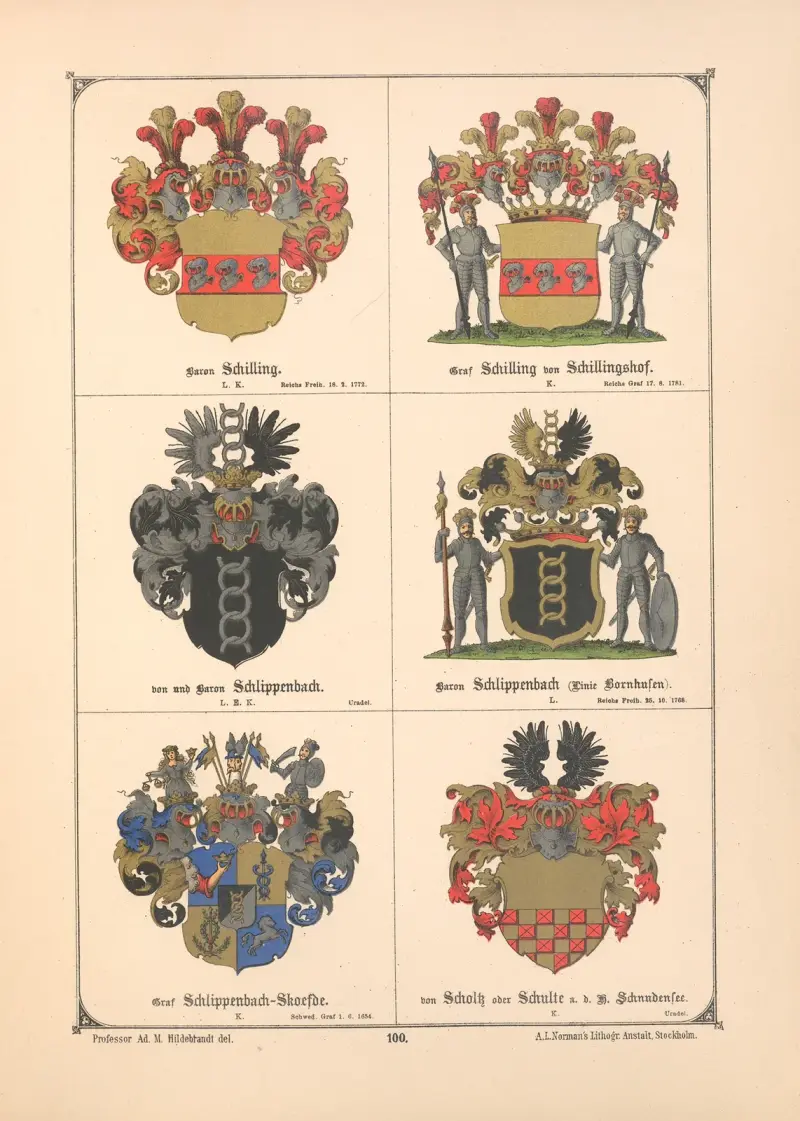 Baltisches Wappenbuch Pl.090 av Adolf Matthias Hildebrandt