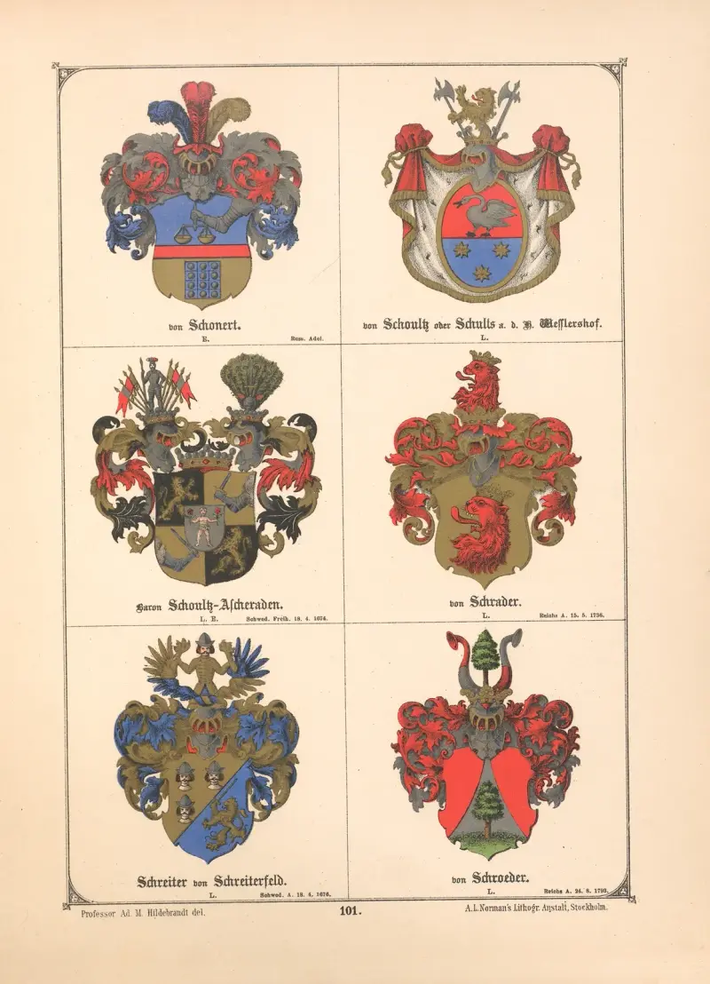 Baltisches Wappenbuch Pl.091 av Adolf Matthias Hildebrandt
