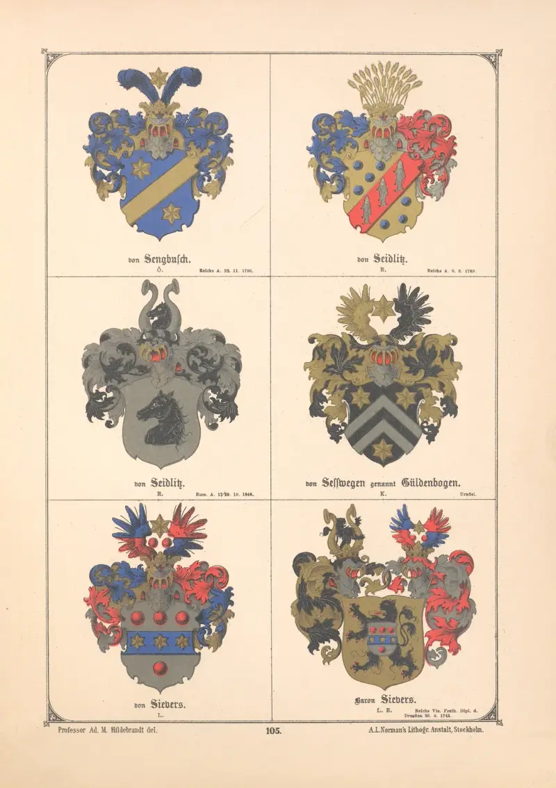 Baltisches Wappenbuch Pl.095 av Adolf Matthias Hildebrandt