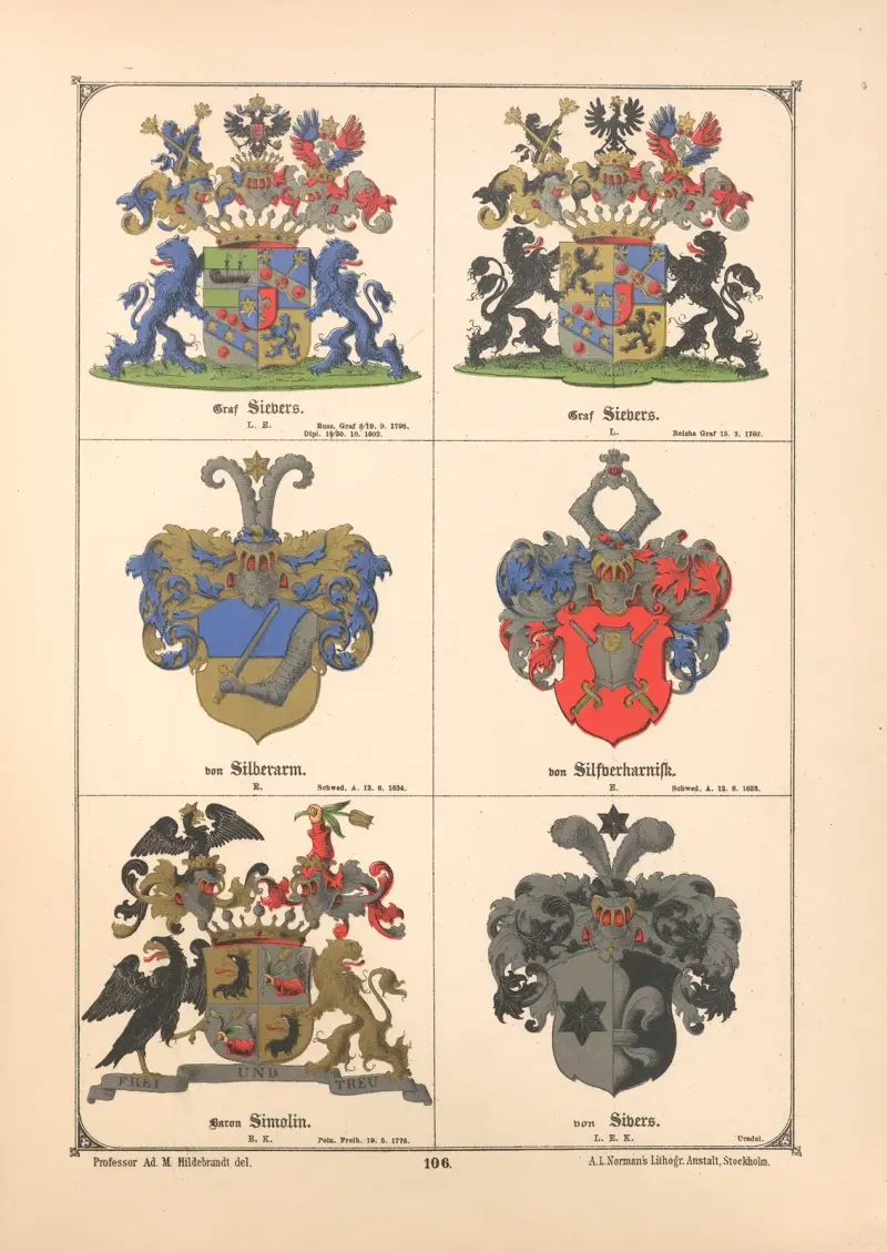 Baltisches Wappenbuch Pl.096 av Adolf Matthias Hildebrandt