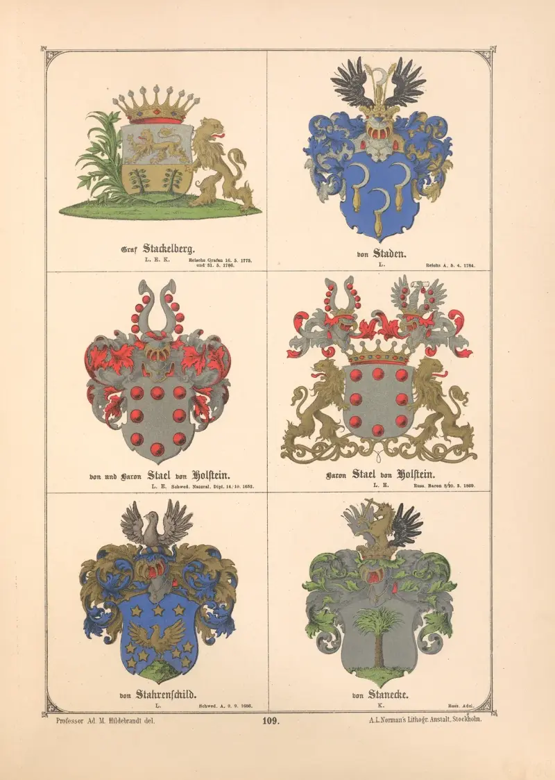 Baltisches Wappenbuch Pl.097 av Adolf Matthias Hildebrandt