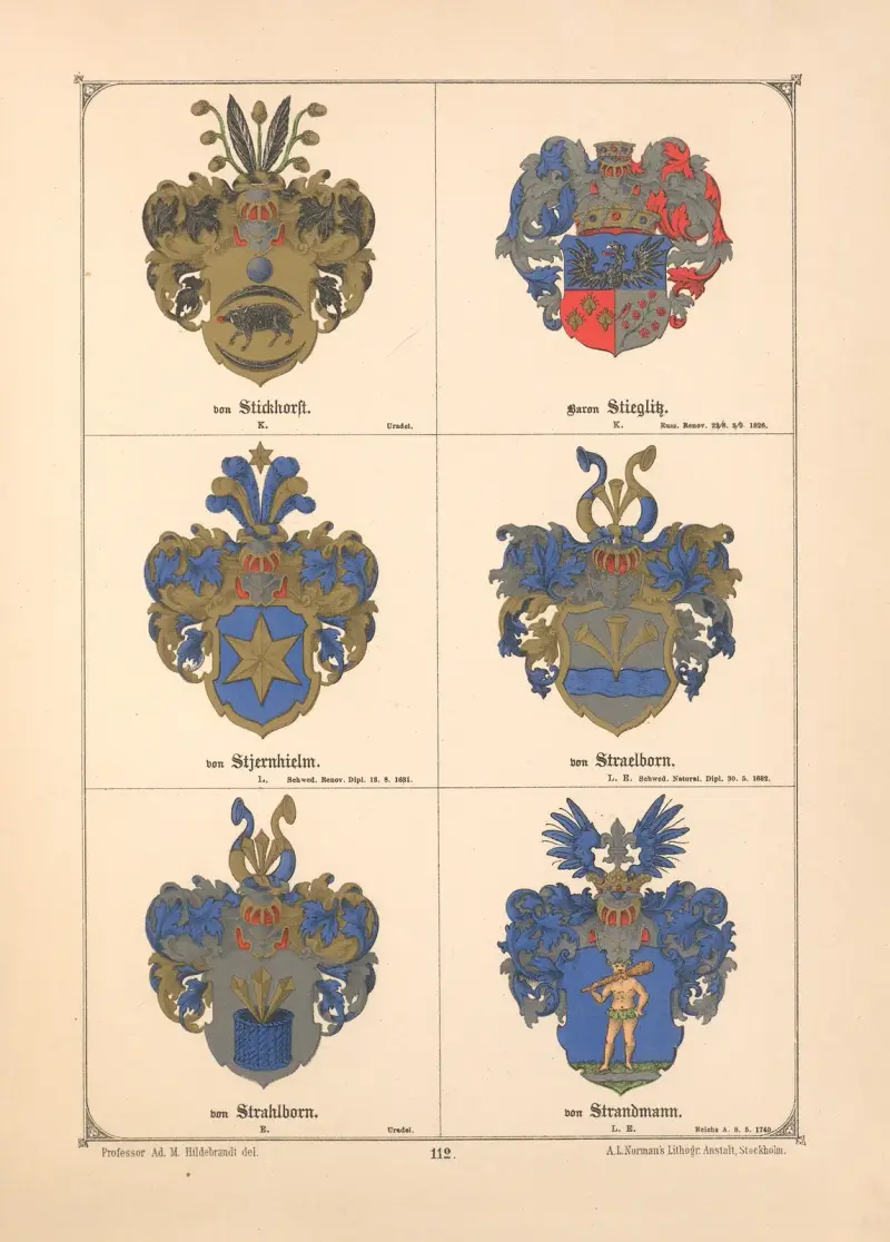 Baltisches Wappenbuch Pl.100 av Adolf Matthias Hildebrandt