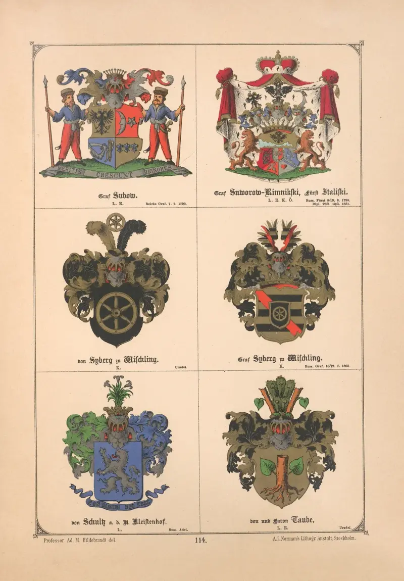 Baltisches Wappenbuch Pl.102 av Adolf Matthias Hildebrandt