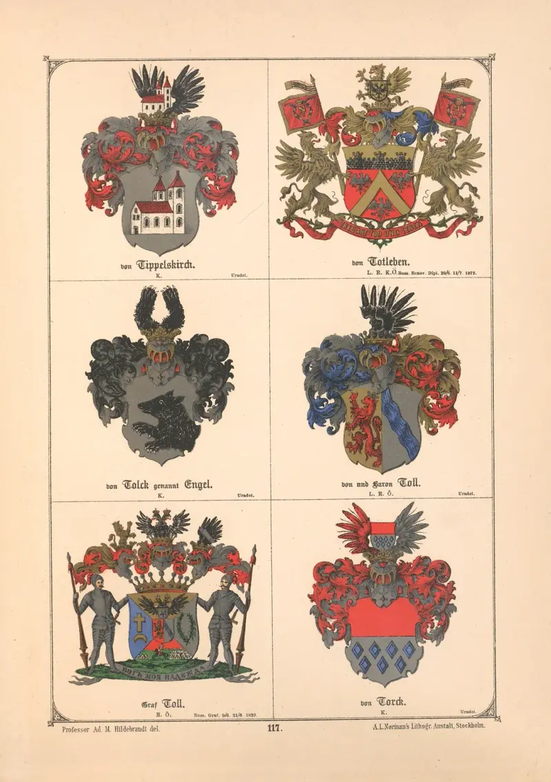 Baltiskt vapenregister pl. 105 av Adolf Matthias Hildebrandt