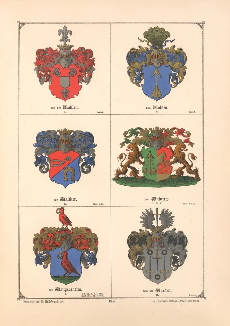 Baltisches Wappenbuch Pl.111 av Adolf Matthias Hildebrandt