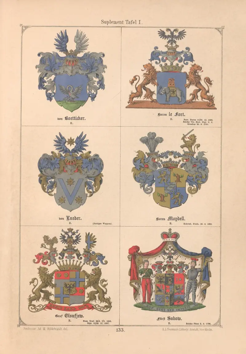 Baltisches Wappenbuch Pl.119 av Adolf Matthias Hildebrandt