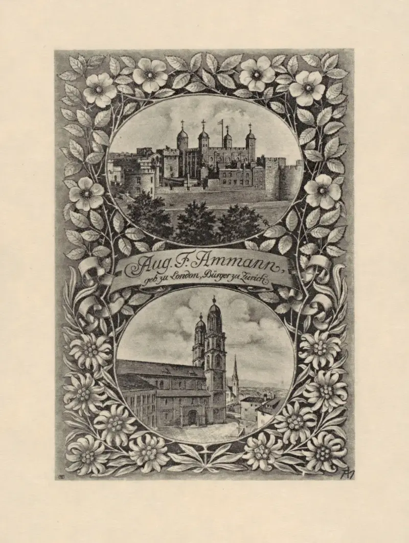 Bookplate; Aug. F. Ammann av Adolf Matthias Hildebrandt