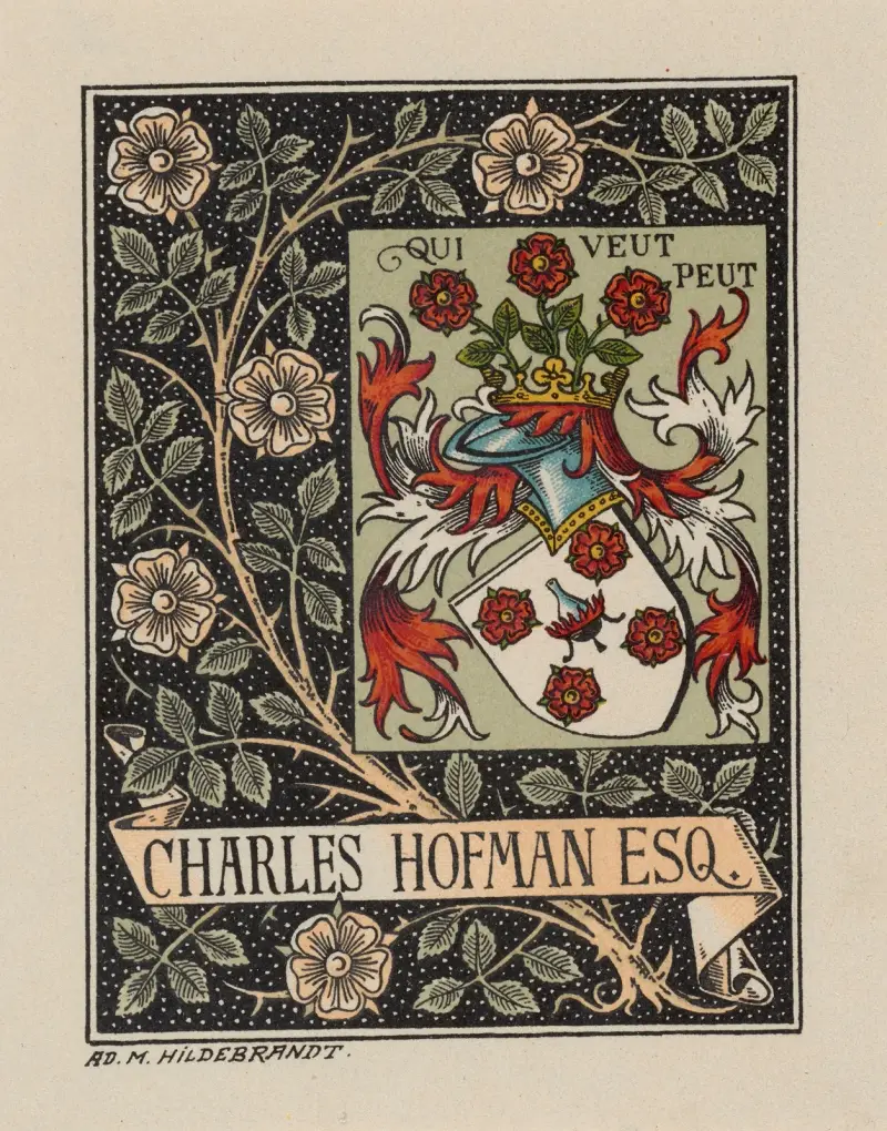 Bookplate; Charles Hofman Esq. av Adolf Matthias Hildebrandt