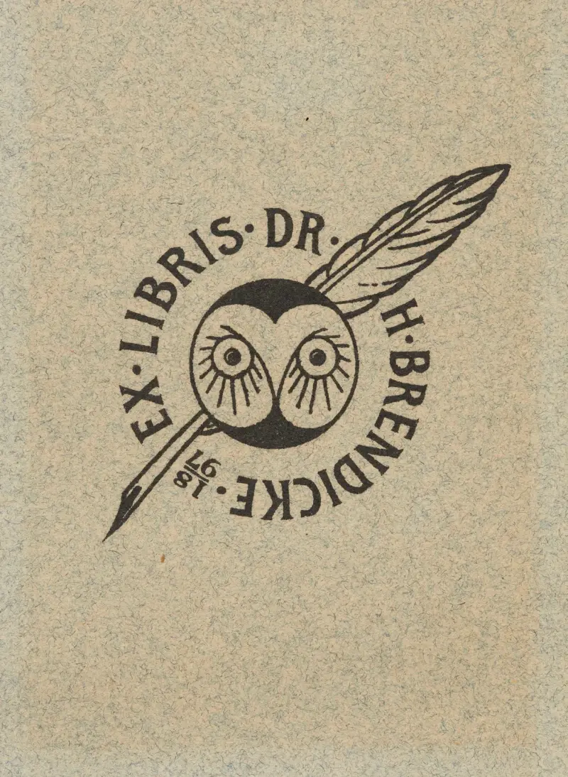 Bookplate of Dr. H. Brendicke av Adolf Matthias Hildebrandt