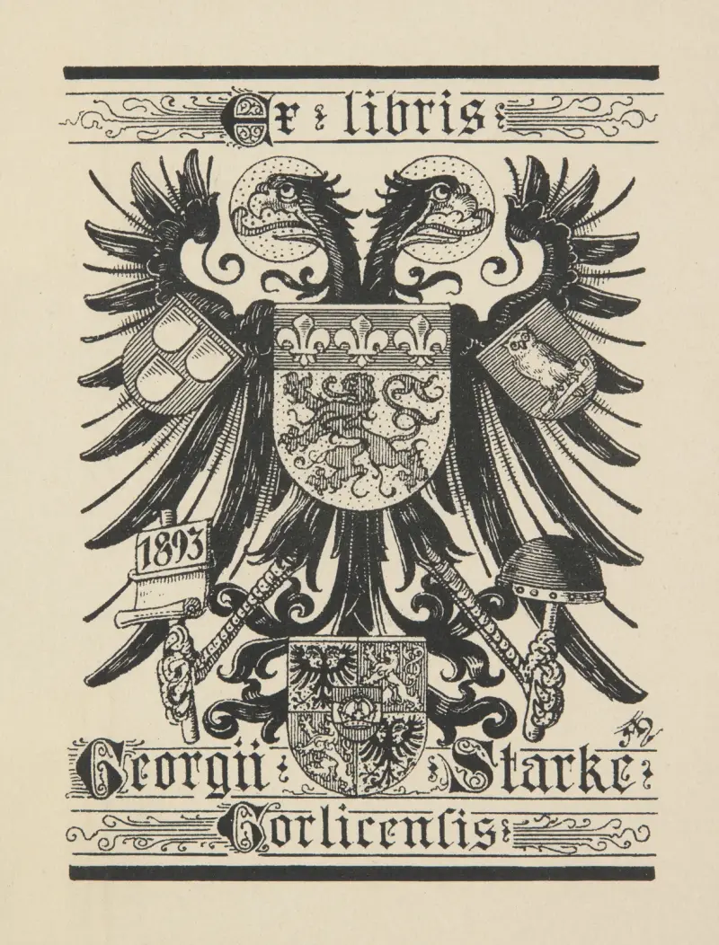 Ekslibris Georg Starke (Goerlitz) av Adolf Matthias Hildebrandt