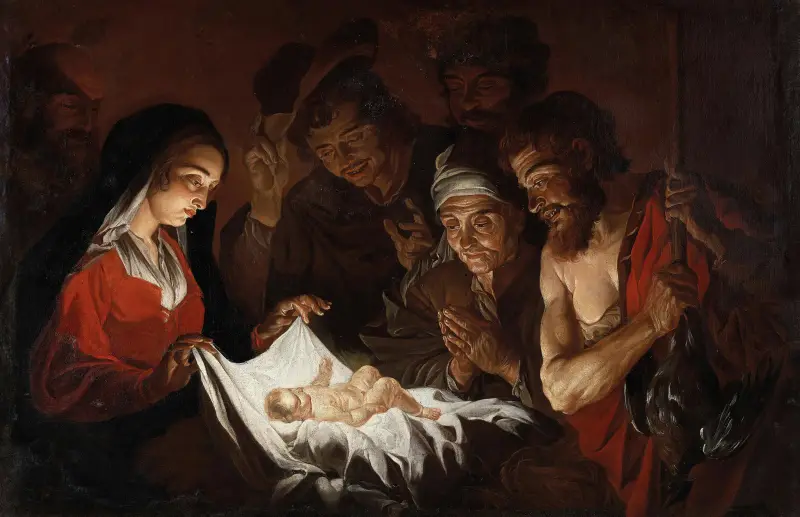 Adoration of the Shepherds av Matthias Stom