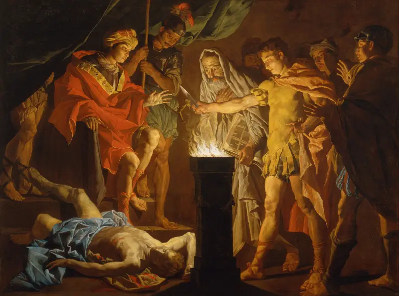 Mucius Scaevola in the presence of Lars Porsenna av Matthias Stom