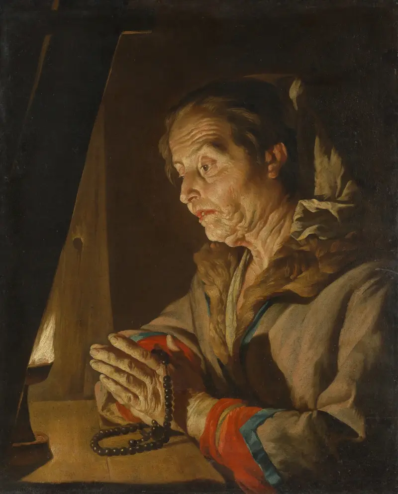 Old Woman Praying av Matthias Stom