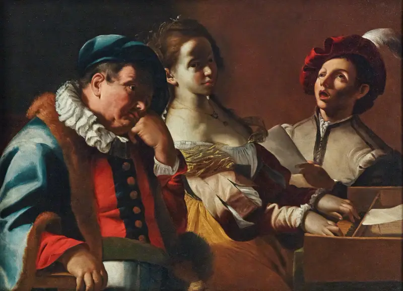 Concertino With A Clavicord Player av Mattia Preti