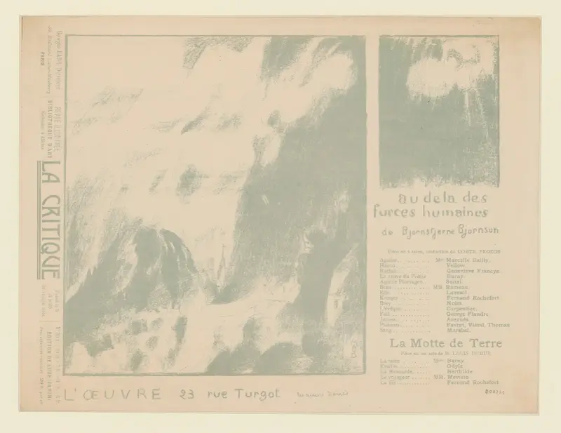 Omslag till programmet för B. Bjørnsons Au-delà des forces humaines på Théâtre de l’Œuvre av Maurice Denis